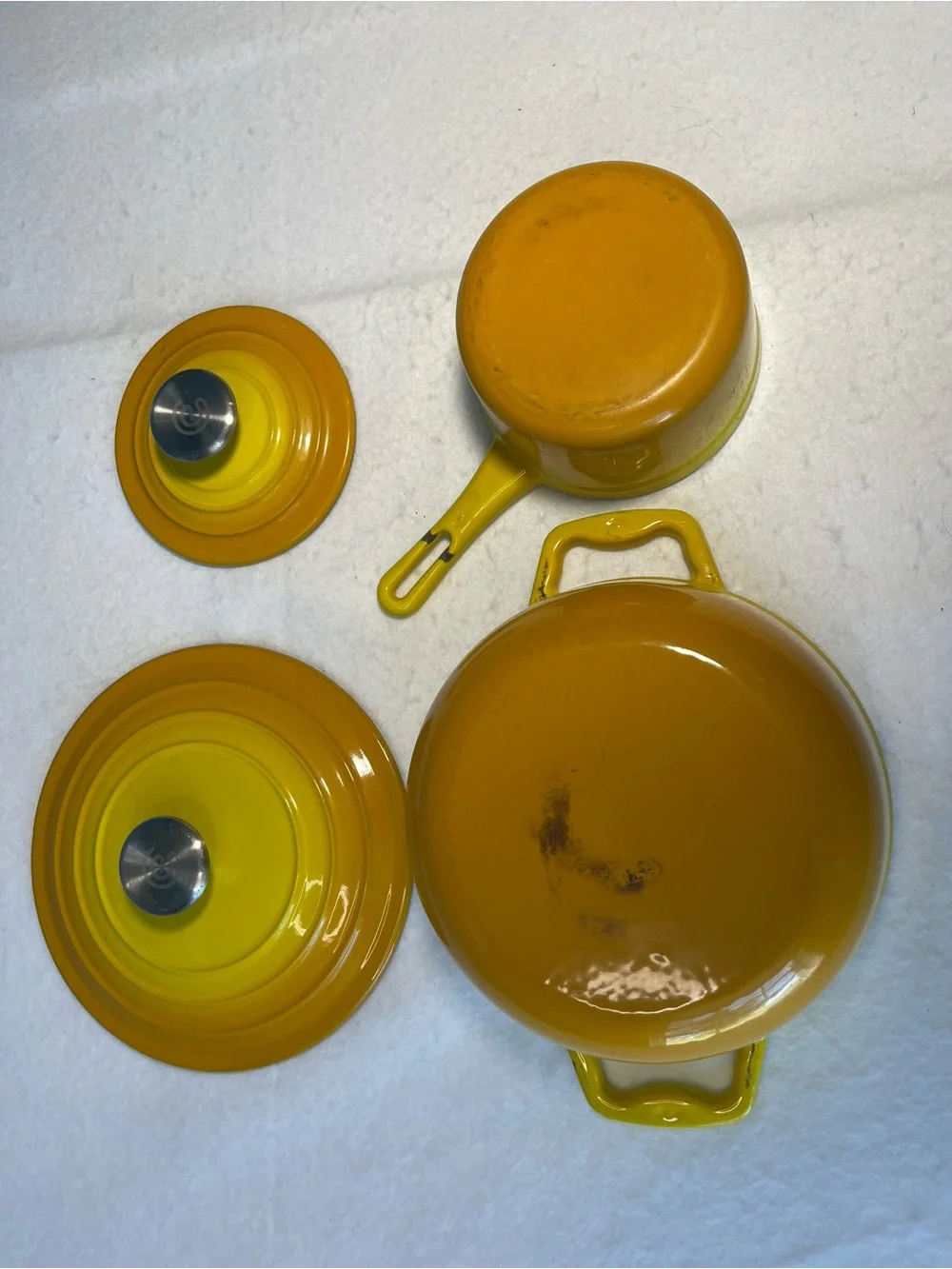 Cook’s Essentials Yellow Orange Enameled Cast Iron Mini Dutch Oven & Saucepan